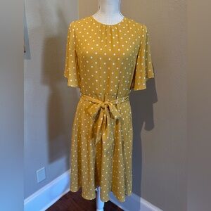 Banana Republic Mustard Polka Dot Midi Dress